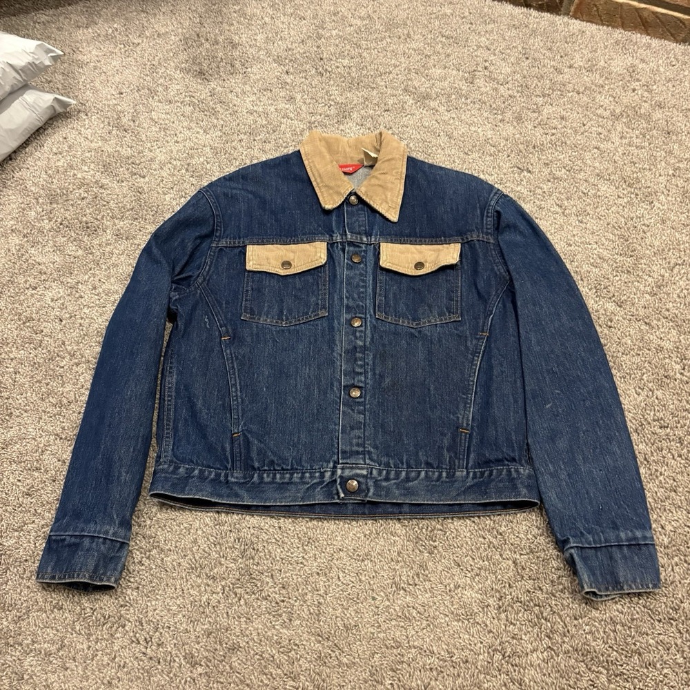 Vintage 60s Big Smith Denim Railroad Engineer Jacket Short Chore Coat Sz 42 USA